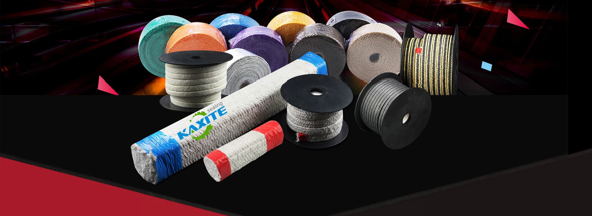 Empaquetaduras de grafito trenzado e PTFE para selado de vástagos de válvulas